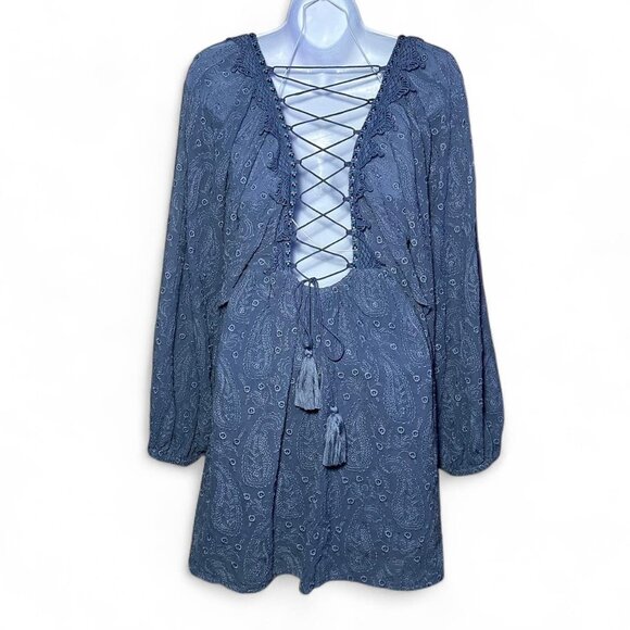 Free People Boho Paisley Floral Embroidered Mini Dress - Picture 8 of 8